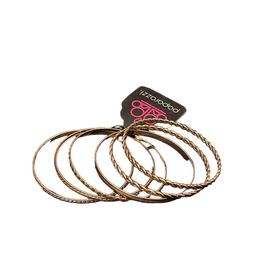 Paparazzi Gold Tone Bangle Bracelet Set Twisted Rope Textured Stackable R-46